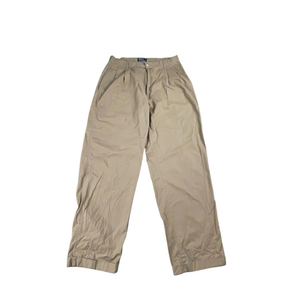VTG Polo by Ralph Lauren Pleated Chino Dress Pants Tan USA Made Men's 33 X 36